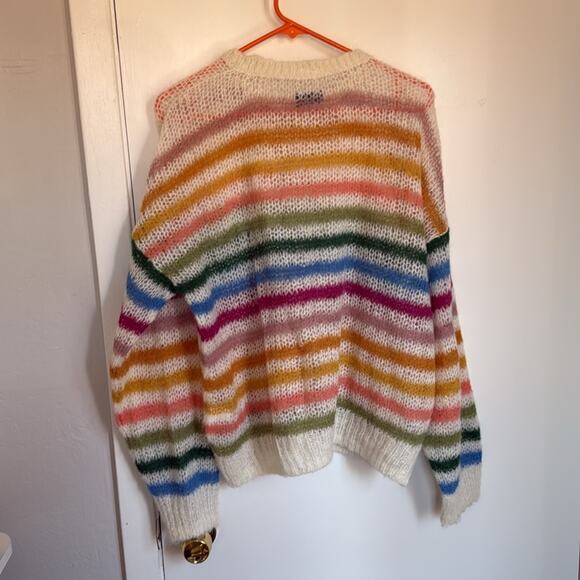 Mother The Biggie Striped Alpaca Pullover Sweater Size Small Colorful Rainbow - Picture 7 of 7